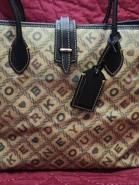 Dooney & Bourke Tan and Brown Printed Tote Bag